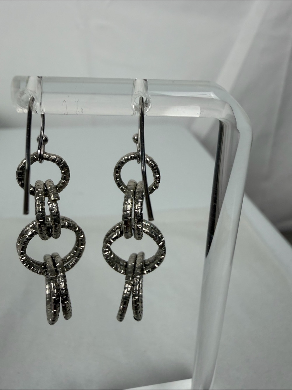 Silver Linked Ring Drop Earrings